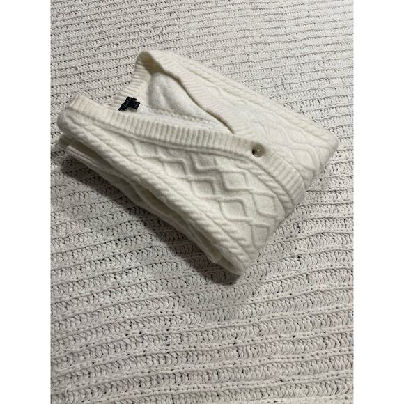 Talbots Cardigan Button Up Sweater Womens Medium Wool Alpaca Luxurious Ivory - Picture 8 of 8